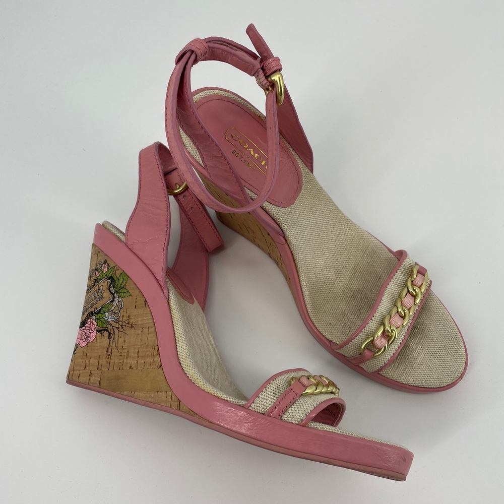 Coach Ellette Pink Wedge Sandals
